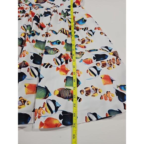 Modcloth Fish Print Knee Length Sundress Size S Artsy Nautical Beach Vacation - Picture 8 of 8